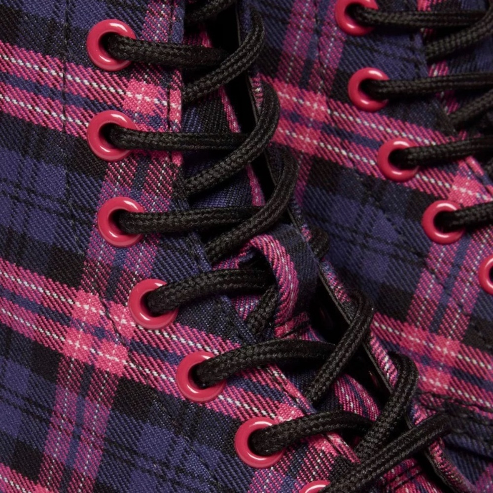Dr. Martens Pink and Purple Plaid Lace-Up Combat Boots Docs grunge punk 🖤 - Picture 5 of 8